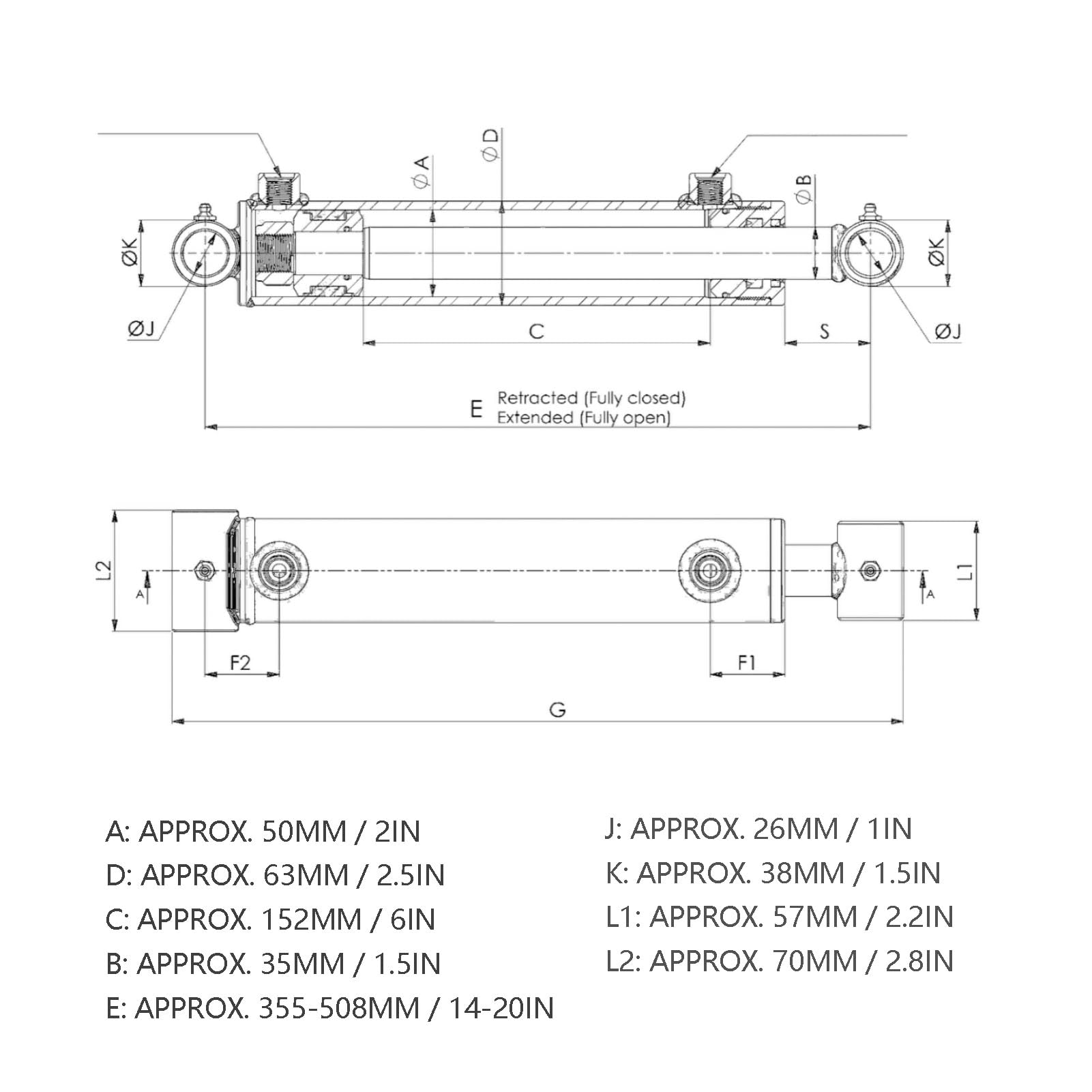 AUNMAS Wymiana Cylindra Hydraulicznego w Krześle Biurowym, Trwała Konstrukcja Stalowa, Części Hydrauliczne Dwustronnego Działania, Otwór 2 Cale, 3000 PSI dla krzeseł i Sprzętu do Gier