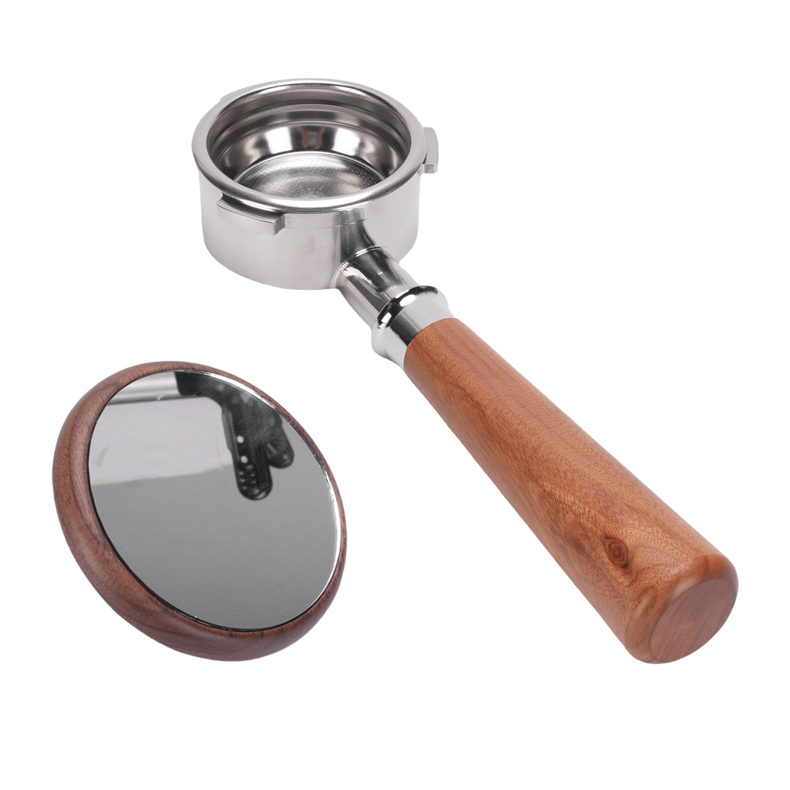 BRRNOO Portafiltro de Café sin Fondo de 58mm con de Madera, para