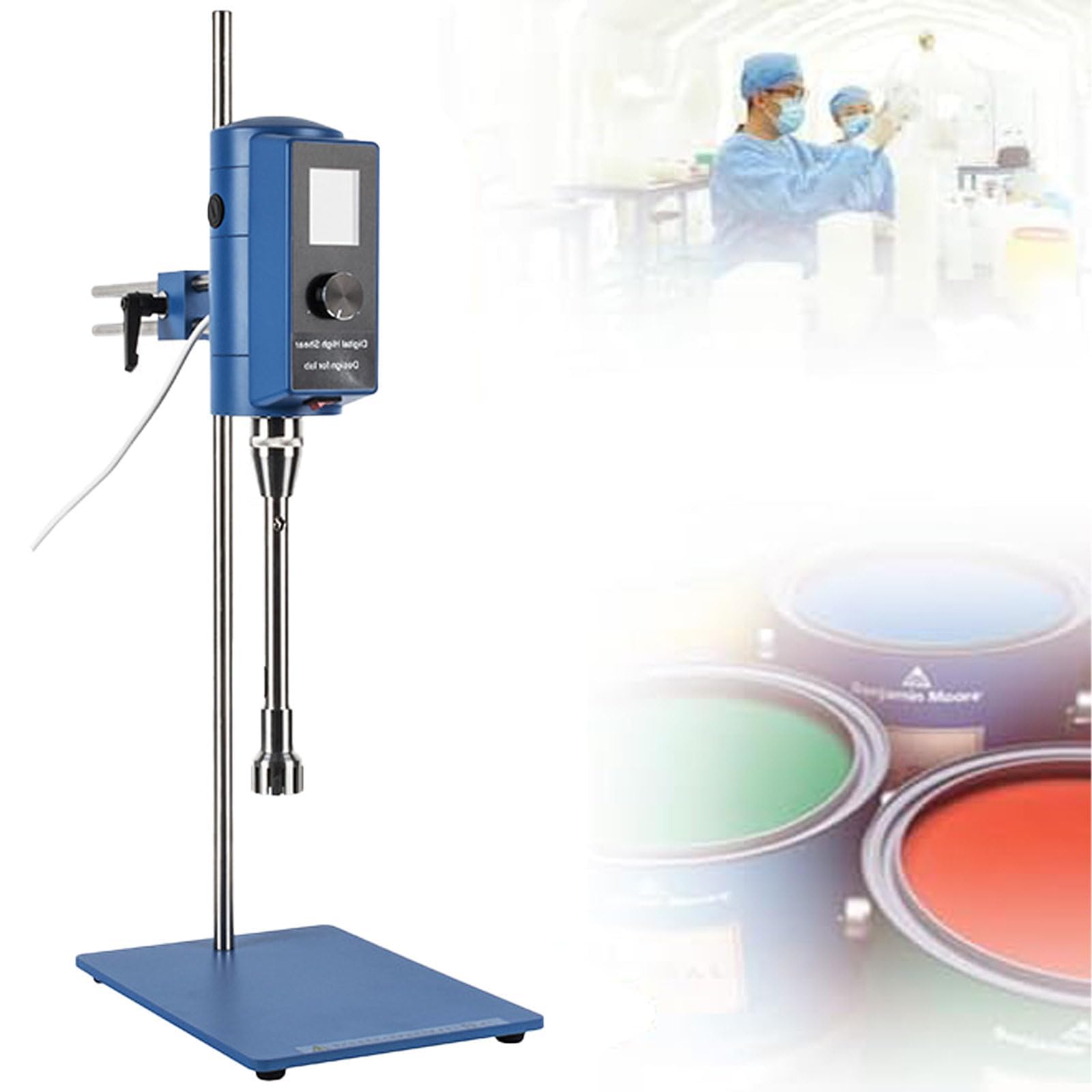 Laboratoryjny Homogenizator Wysokoobrotowy, Mikser 2000–28000 obr./min | Monitorowanie Momentu, Automatyczna Regulacja Prędkości i LCD do Emulgowania, Dyspergowania, Mieszania i Homogenizacji(12G)
