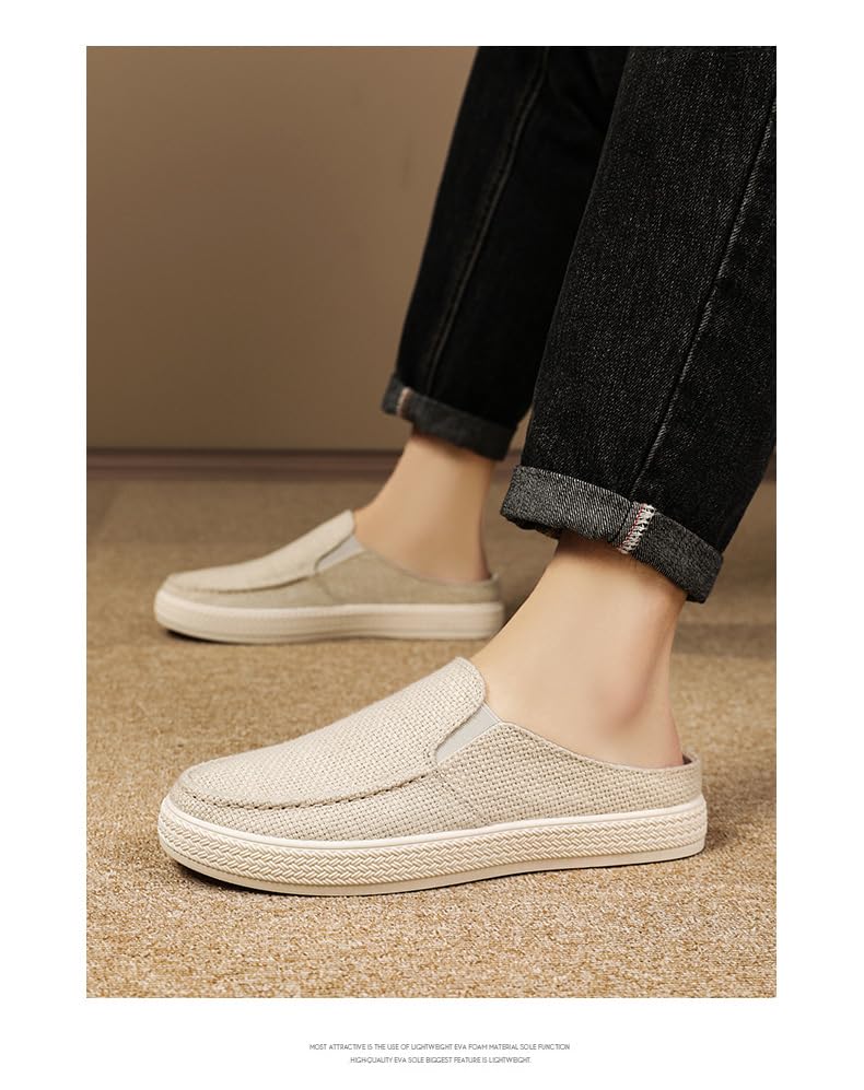 Men’s Summer Slip‑On Loafers,Mesh Half‑Mules with Arch Support, Breathable Soft Sole Driving Shoes for Boating, Beach2