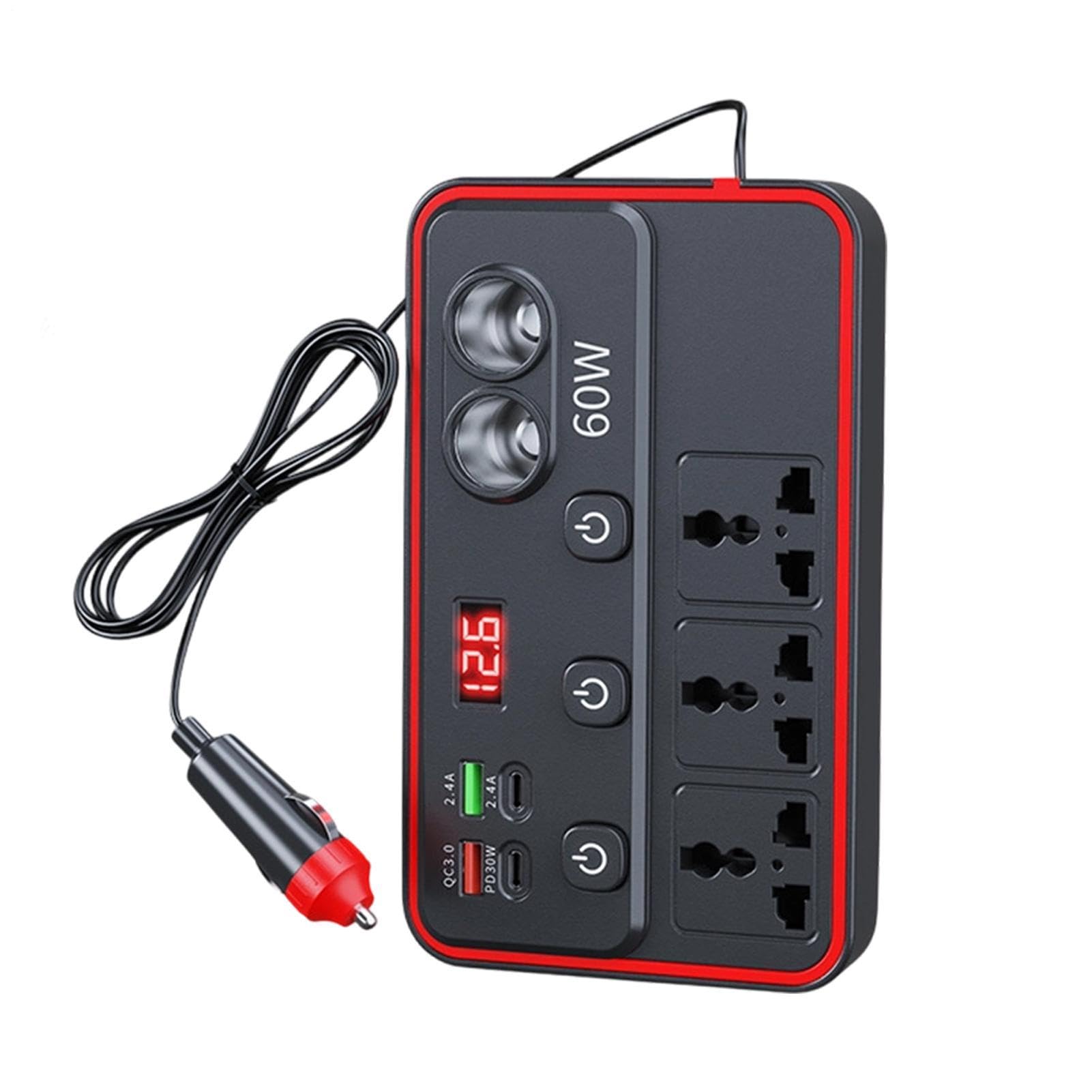 Inverter per Auto Adattatore con Ricarica Rapida | Alimentatore da Accendisigari per Camper SUV Veicoli Ricreativi Viaggi Campeggio Picnic Spostamenti