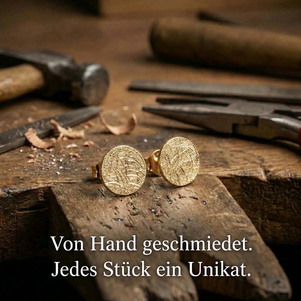 Ohrstecker eismatt rund Silber 925, Gold Roségold Schwarz, 4-10 mm, handgefertigt