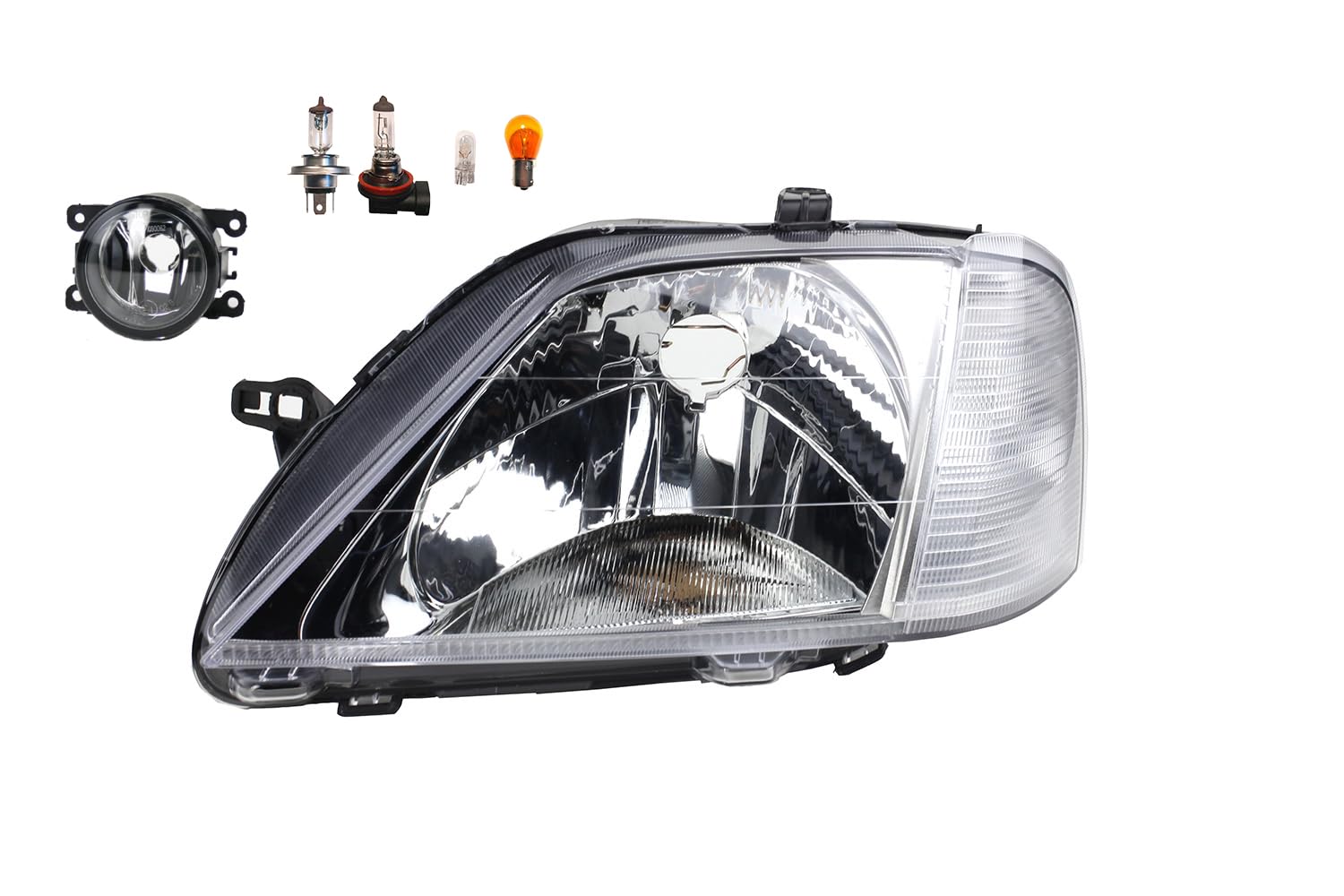 Johns, Faros delanteros halógenos aptos para Dacia Logan 09/2004-05/08 H4 izquierda conductor + faros antiniebla + bombilla