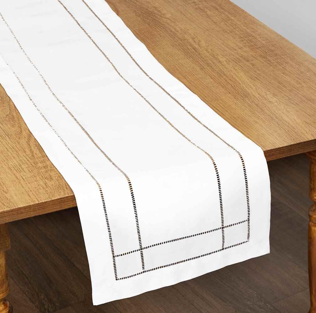 Caminho De Mesa Branco Ajour Poli-Bambu 40X135Cm Rafimex