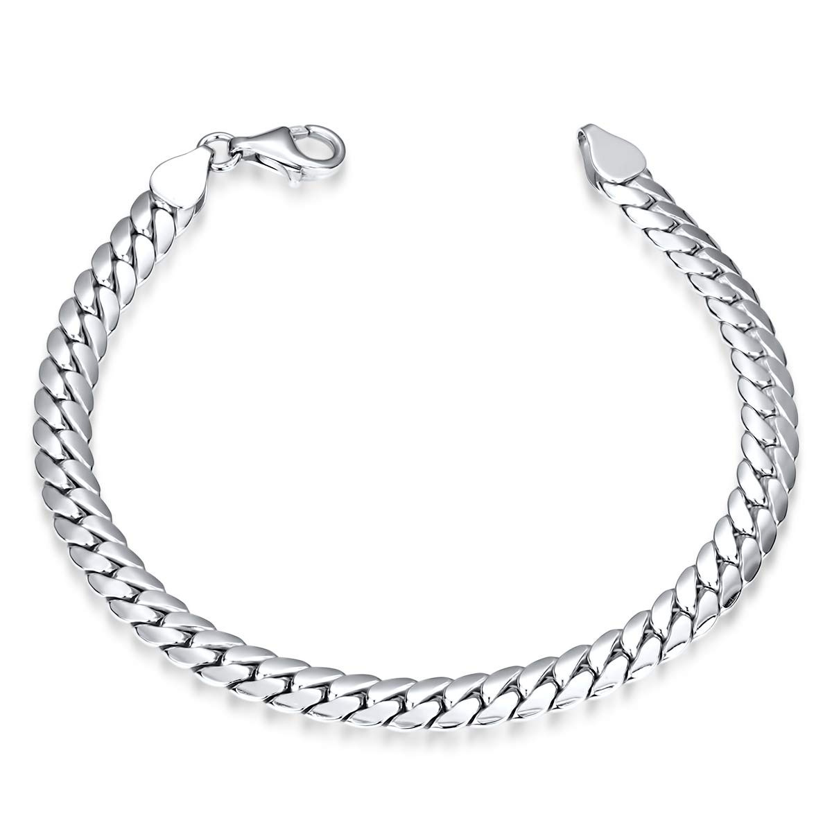 Panzerkette Armband Männer - 925 Silber Herrenschmuck rhodiniert SA-125 | Flaches Silberarmband 6mm breit aus hautfreundlichem 925 Sterling Silber in 17-22cm von MATERIA by Matthias Wagner