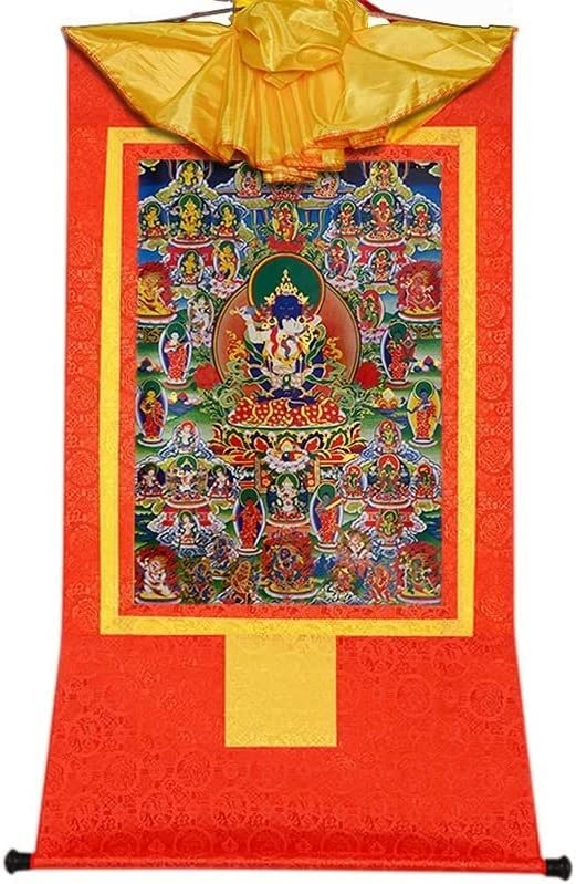 Tapiz budista vintage del Bardo Thodol con brocado Thangka tradicional