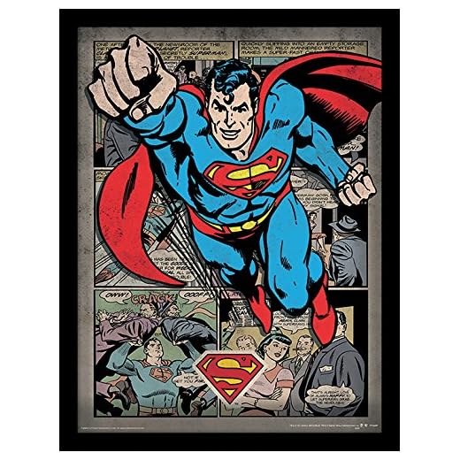 Superman 30 x 40 cm Comic Montage impresión enmarcada