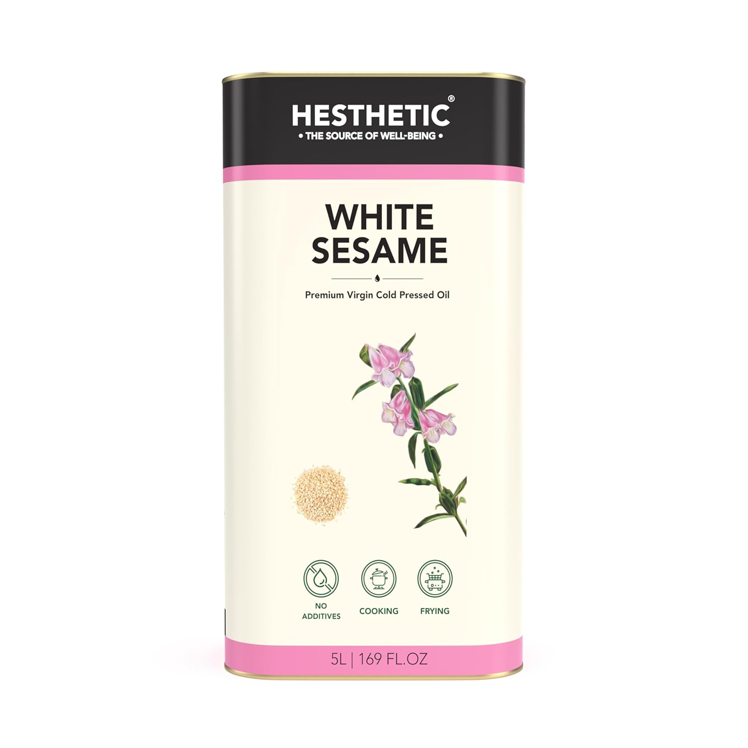 Hesthetic Edible Cold Pressed White Sesame Seed (Gingelly) Oil 5L
