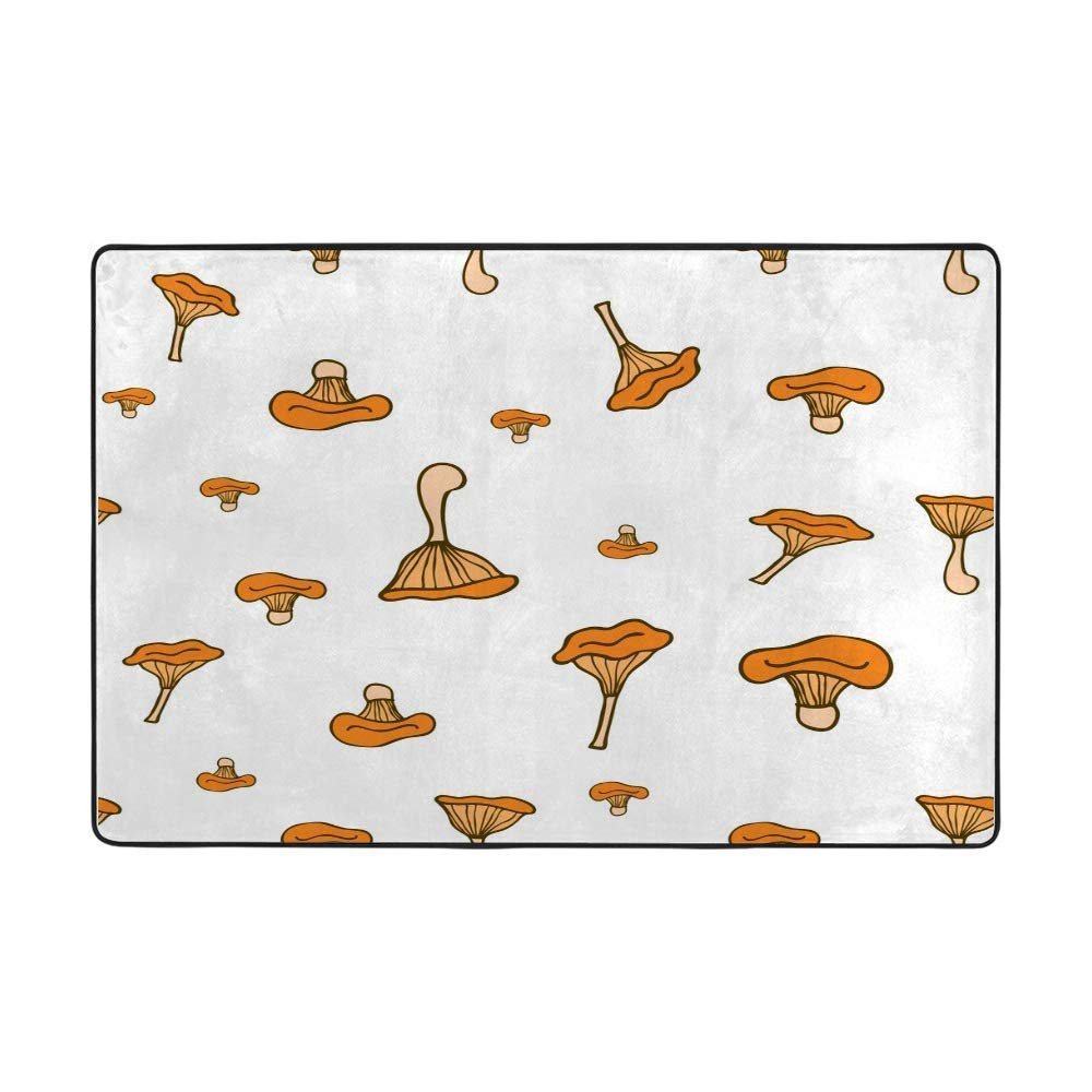 Grand tapis de sol antidérapant intérieur lavable champignons orange salon