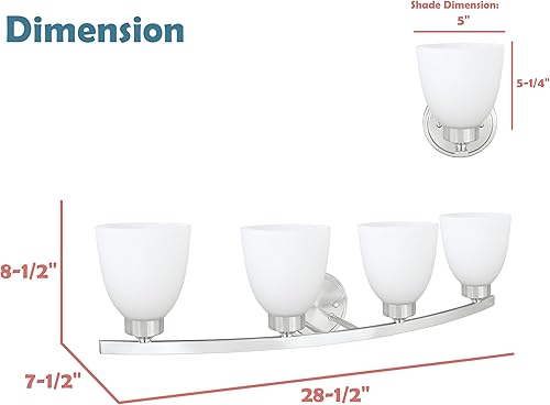 Miniatura 5 de Aspen Creative 62205-1, Lámpara de pared de metal con cuatro luces, 28-34 pulgadas de ancho, diseño de transición en níquel satinado, 4