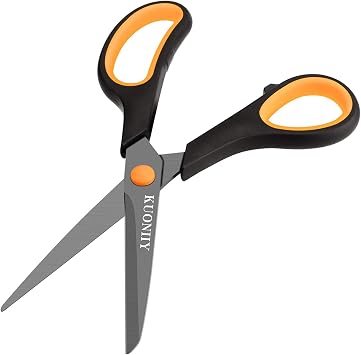 KUONIIY Scissors 8 Inch Soft Comfort-Grip Handles Sharp Titanium Coating Blades, Set of 2