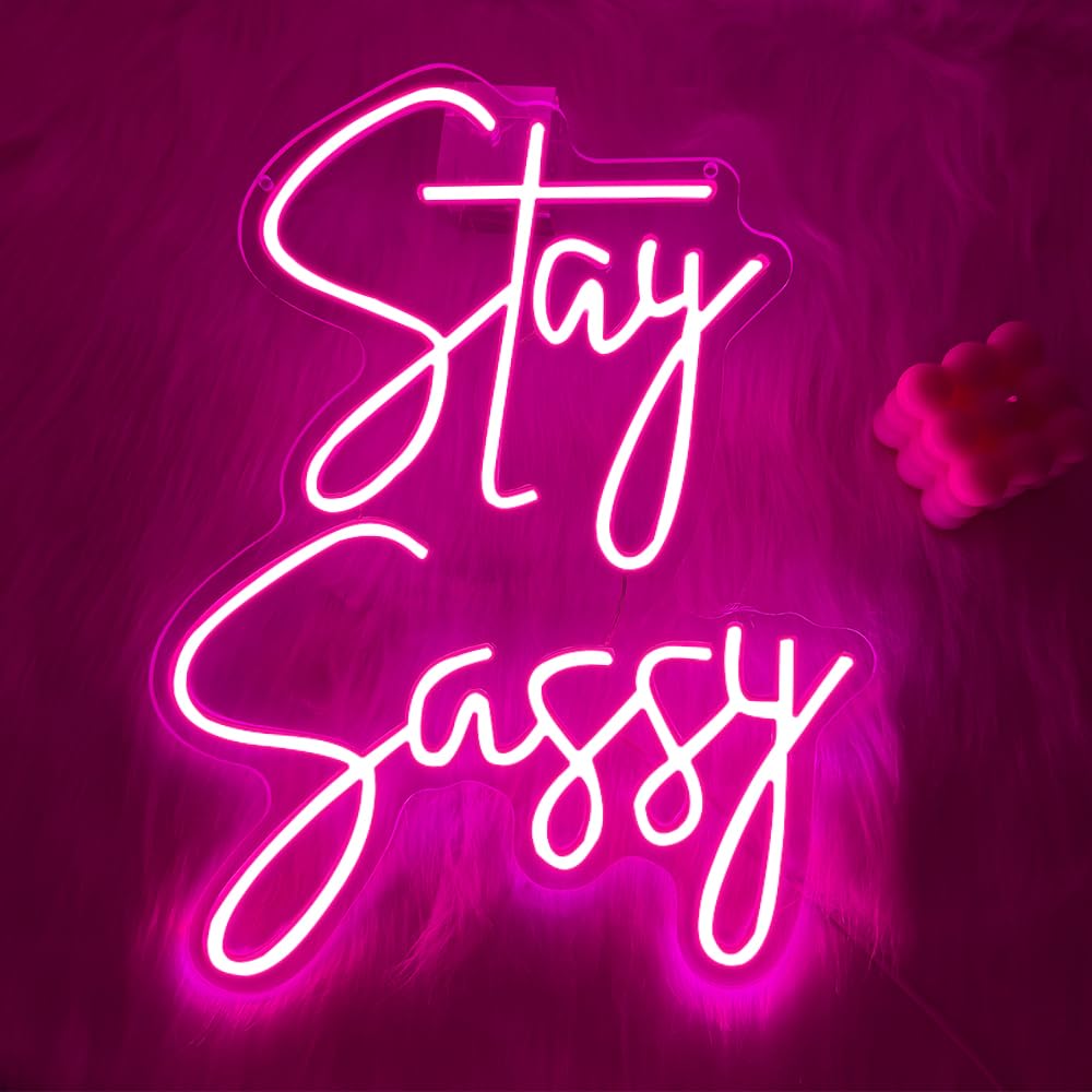 Stay Sassy neonowy znak do dekoracji ścian, piękny różowy neonowy znak świetlny LED do domu, na ślub, urodziny, przyjęcie dla dziewcząt, dekoracja sypialni, centrum handlowego, toaletka