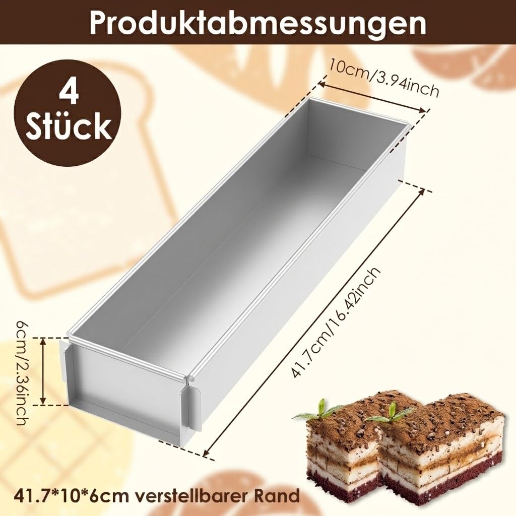 4 Stück Aluminium Tiramisu Form für Kuchen und Torten
