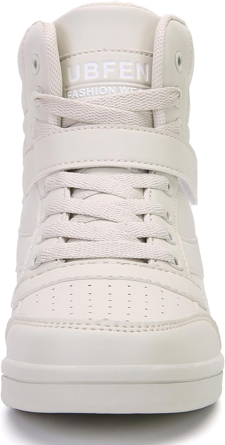 UBFEN Womens High Top Sneakers with Hidden Wedge Heel Ankle Support 2 Inch Height Increase 80s Retro Casual Boots - Image 4