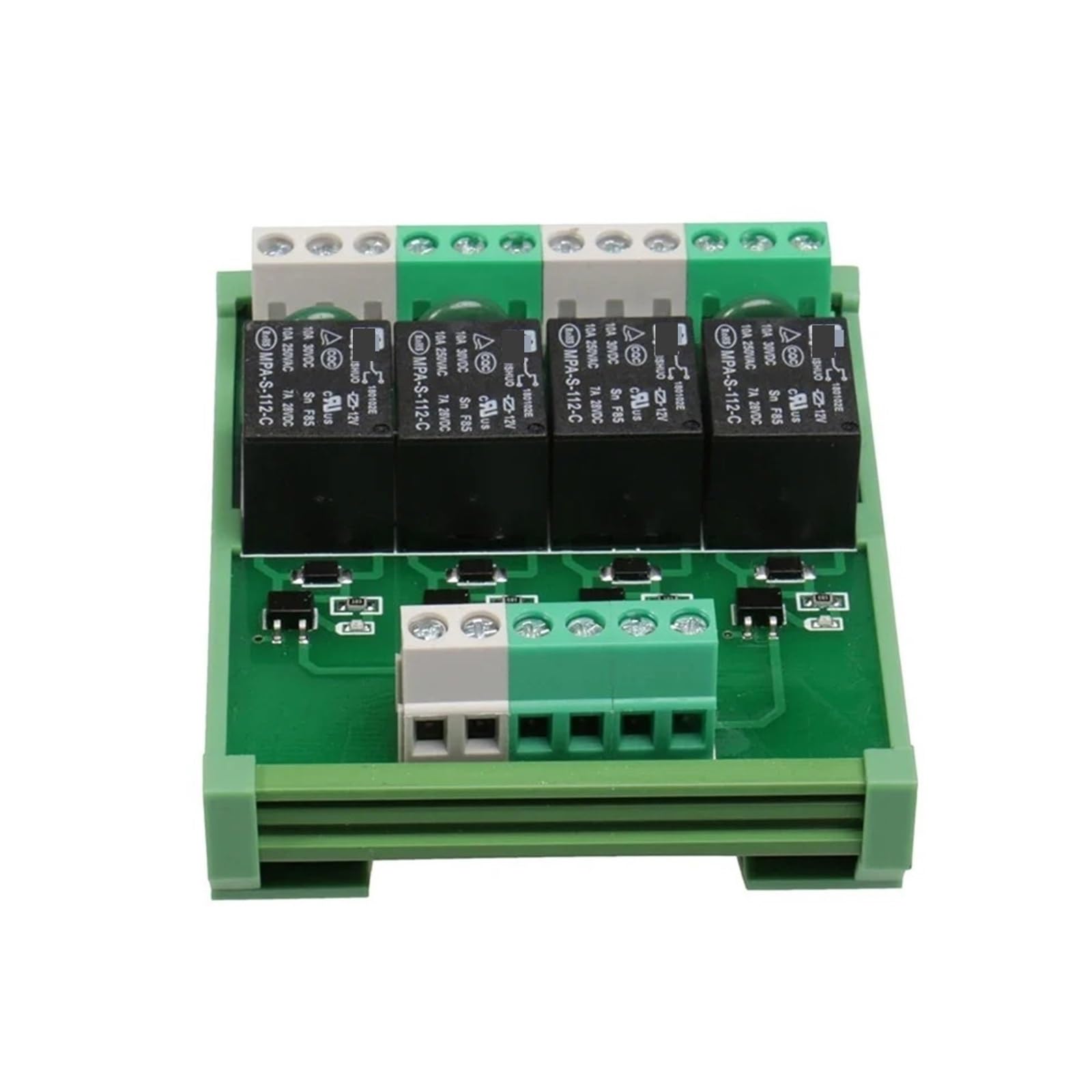 Modulo relè a 4 canali 1 SPDT Montaggio su Guida D Modulo relè a 4 canali 1 SPDT Montaggio su Guida DIN 12 V 24 V CC/CA Modulo relè di interfaccia 220 V 230 V 5 V CC(FY-T734-230VAC)