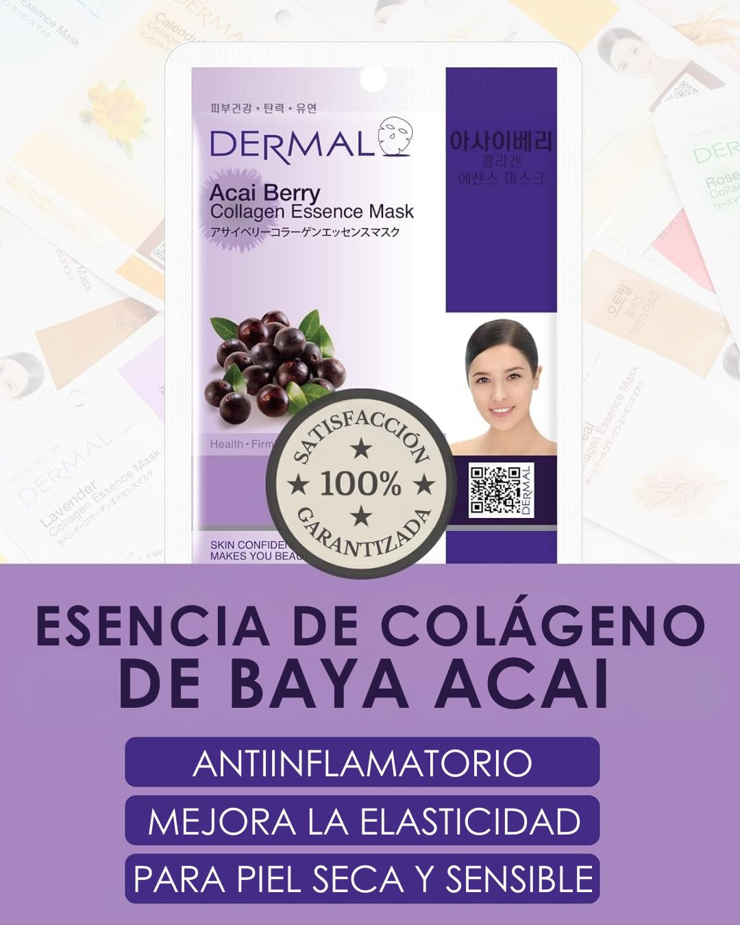 Dermal Acai Çileği Özlü Kolajen Yüz Maskesi 23 g