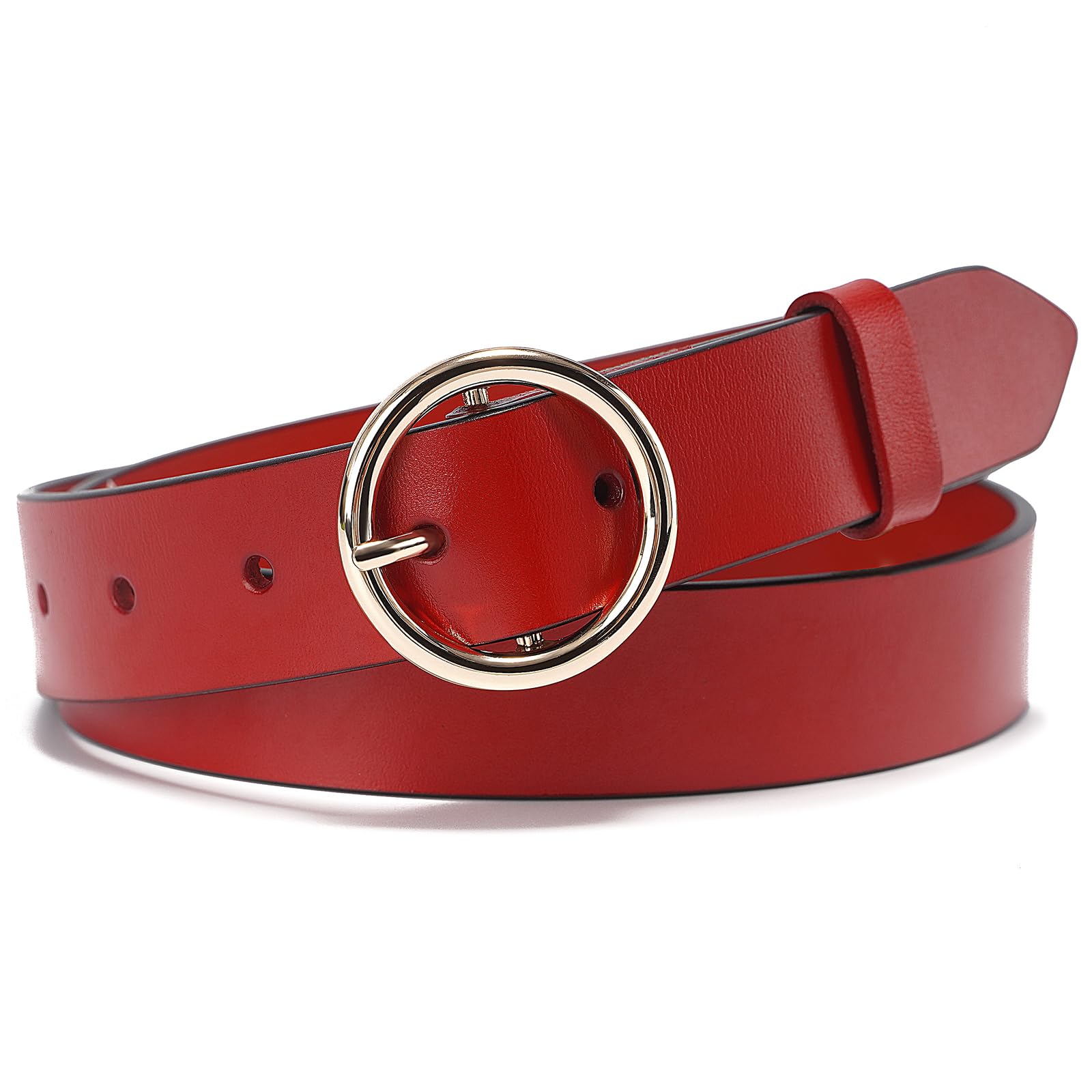 zency Soft Wide Leather Women Belts Fashion Round Pin Buckle Waist Belt For Jeans Pants Dresses