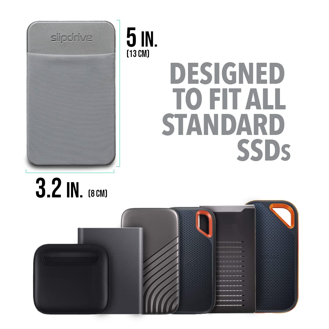 Slipdrive - Portable Hard Drive Sleeve for Laptop - SSD Solid State Drive - Reusable Adhesive - 5†x 3.2†Stick on External Hard Drive Carrying Case - Travel Pocket Pouch... - Image 3
