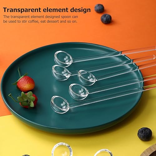 Miniatura 4 de CALLARON 8 cucharaditas de vidrio para expreso transparente, mini cuchara de café, barra de agitación, cuchara mezcladora, agitadores de té para té,