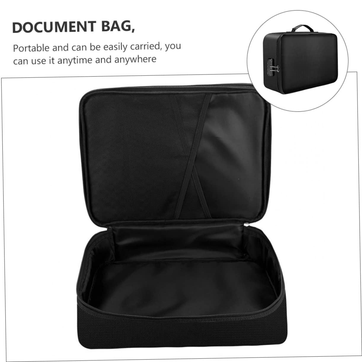 Bolsa Ignífuga para Documentos Negra, Portátil Cremallera