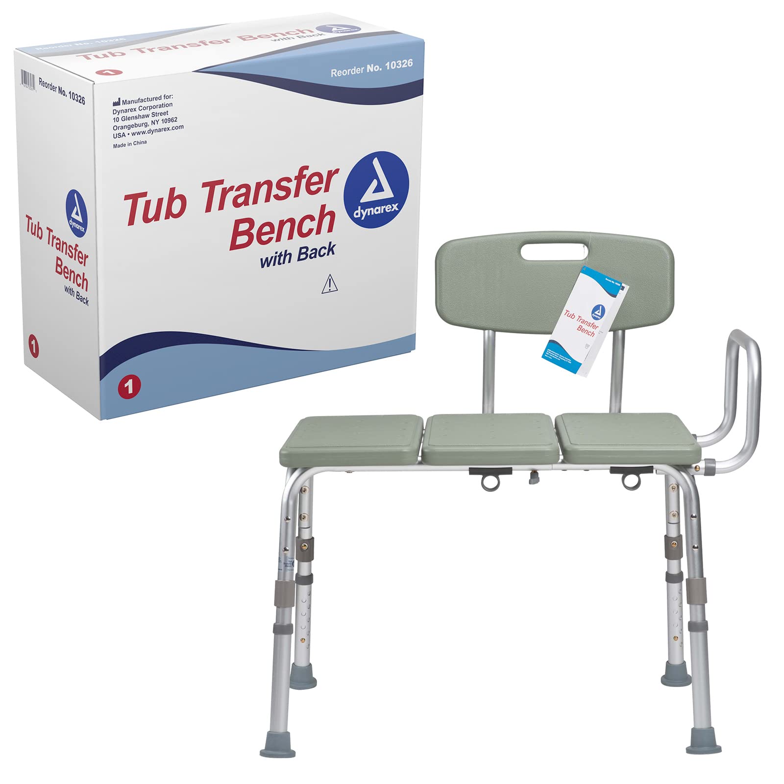 Dynarex Tub Transfer Bench, Stress-Free and Comfortably Seated Access to a Bathtub or Shower, 400 lb. Weight Capacity, Grey, 1 Bench