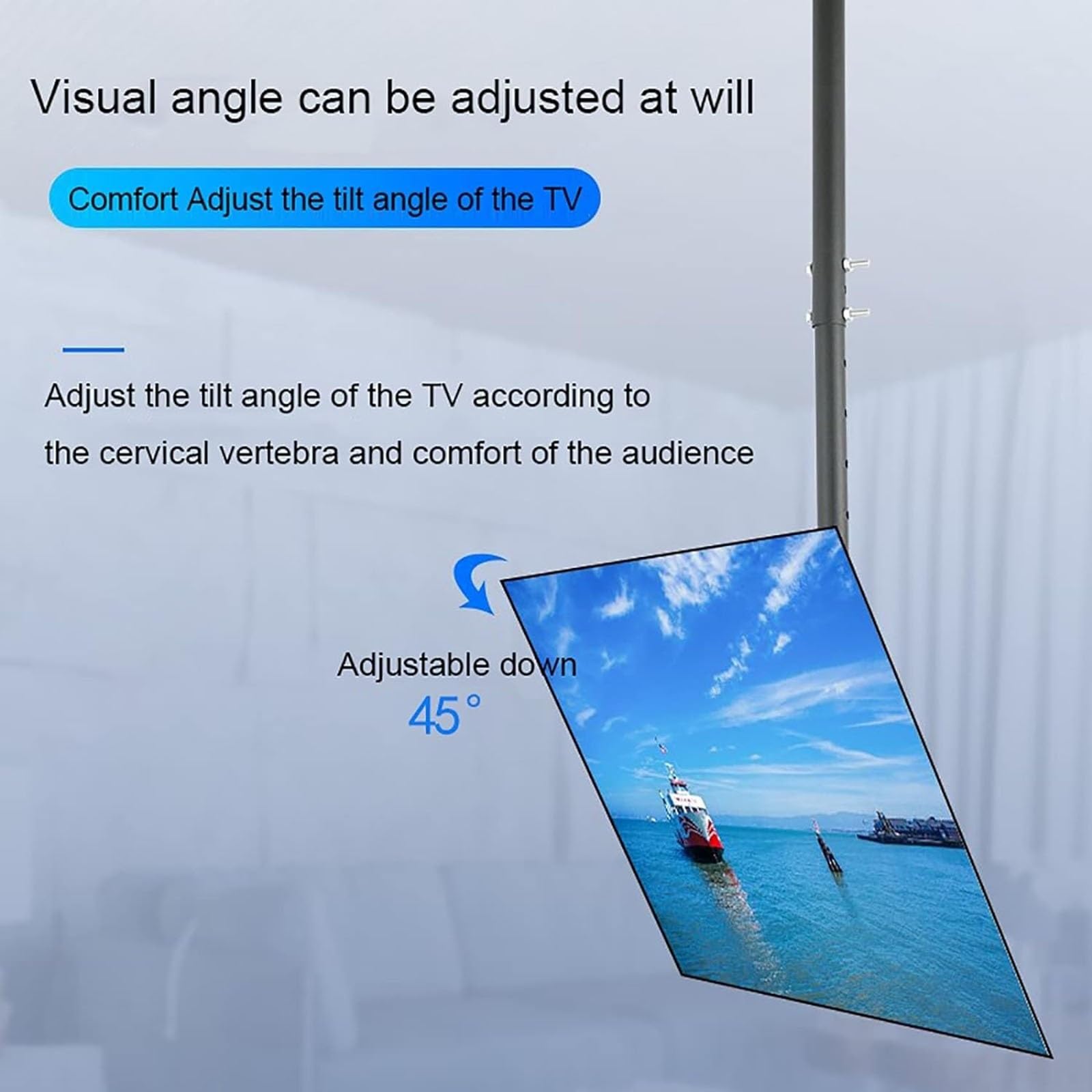 Support Mural pour téléviseur au Plafond - Support Mural Double Face réglable, pour téléviseurs de 26 à 60 Pouces (jusqu'à 80 kg), Compatible VESA jusqu'à 400 x 400,2m