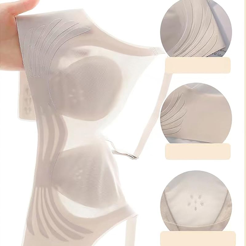 Women's Comfortable Sexy and Traceless Chest Gathered Without Soft Support Collar Closure Anti Drop Bra