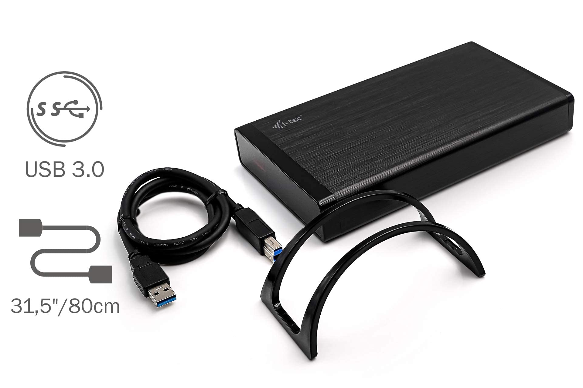 i-tec Externe Festplatte 1TB 3,5" USB 3.0 mit Netzteil für PC Laptop Xbox Ps4 Ps5 TV kompatibel mit Windows Mac Linux