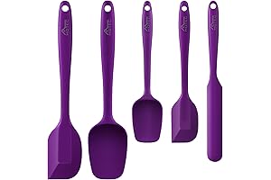 HOTEC Purple Mixing Bowl Set: Heat-Resistant Silicone Spatula Set