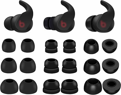 Juego de 9 pares de almohadillas compatibles con Beats Fit Pro, doble brida de espuma viscoelástica y puntas de silicona normales, S/M/L,