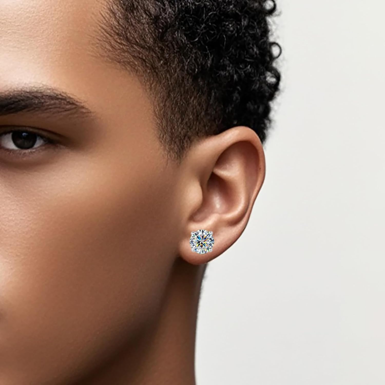 Moissanite Earrings,2ct D Color VVS1 Clarity Solitaire Round Cut Earrings S925 Sterling Silver for Women Men Moissanite Stud Earrings - Image 6