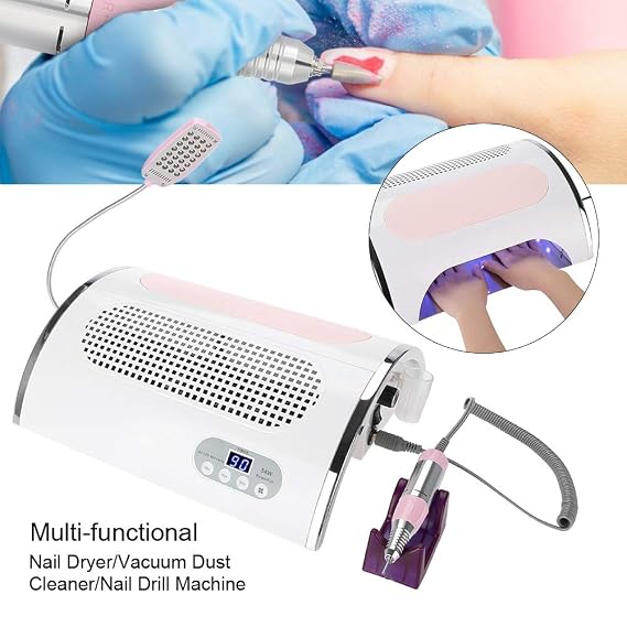 Sonew 4 in 1 Multi-functional Electric Nail Drill Machine, Nail File Drill Pen Kit with 54w Nail Dryer Lamp and Nail Art Dust Suction Collector, Nail Art Machine for Woman Home DIY and Nail Art Salon