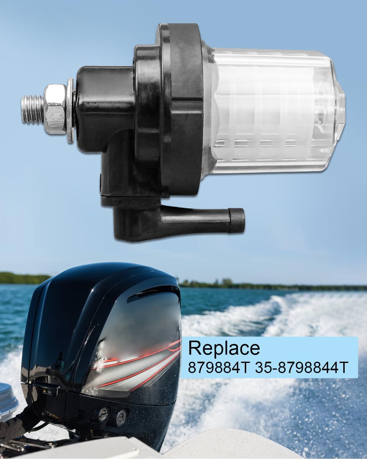Upgraded In Line Cartridge Fuel Filter Replace 35-879884T 879884T Fit for Yamaha Mercury Marine Outboard Motor 30HP-60HP 3 and 4 Stroke Engine Boat Motor