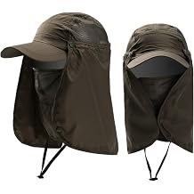 Sun Hat with Detachable Neck Face Flap Cover UPF 50+ Protection Wide Brim Fishing Hat Breathable Mesh Baseball Cap Quick Dry Outdoor Sun Visor Hat for Men Women Cycling Camping Hiking Walking Travel