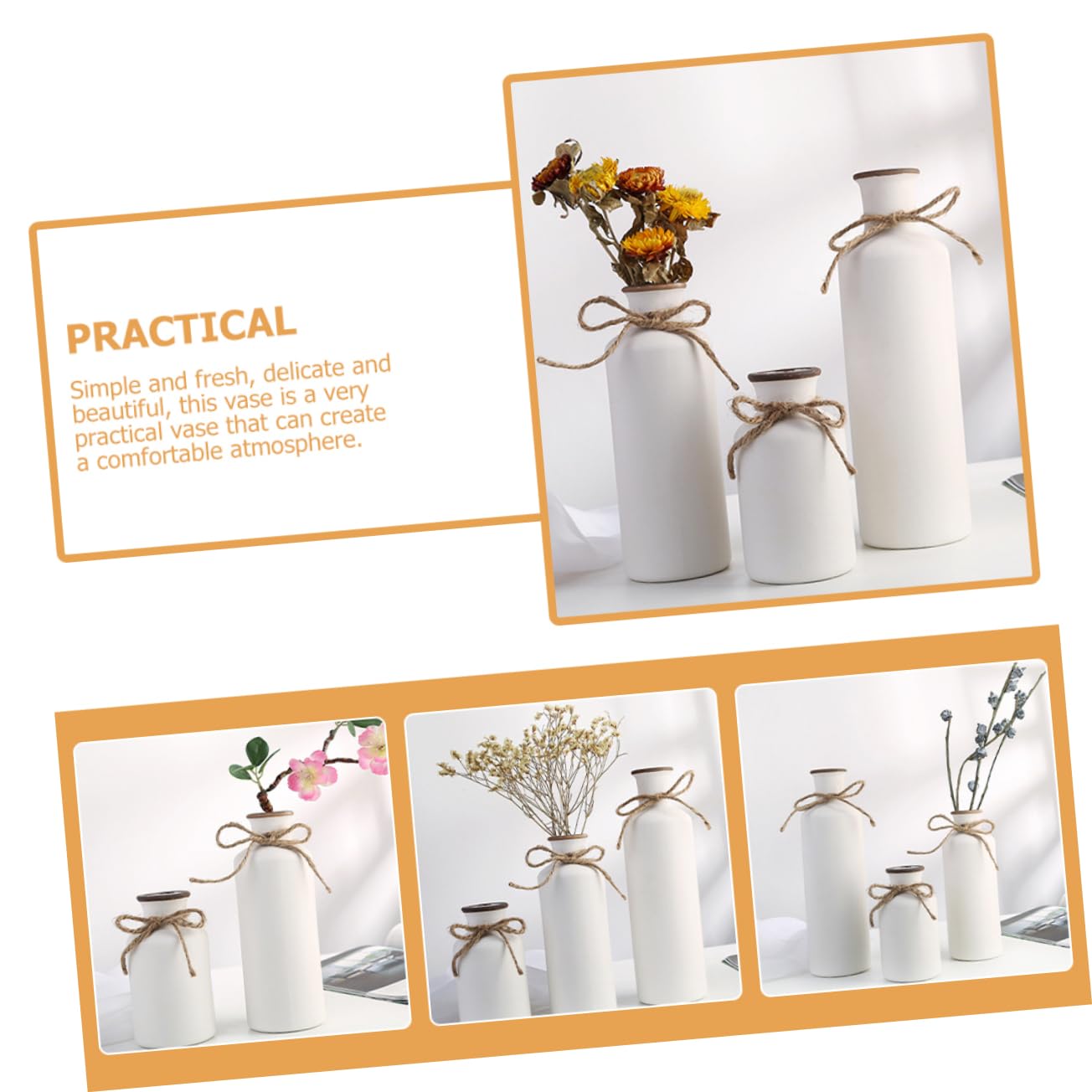 MAGICLULU Set 3 Vasi in Ceramica per Fiori da Interno, Design Semplice ed Elegante, Creano Un'atmosfera Confortevole, per Decorare la Casa o Feste Natalizie