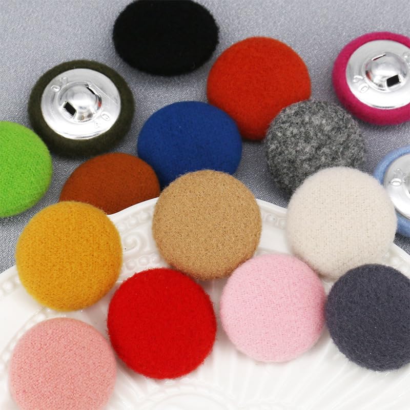 Botones de Terciopelo Rosa Claro de 15-38 mm, 60 Unidades, Recubiertos de Tela, para Trajes, Botones clásicos de Metal, Ideales para Chaquetas, Abrigos y Vaqueros.