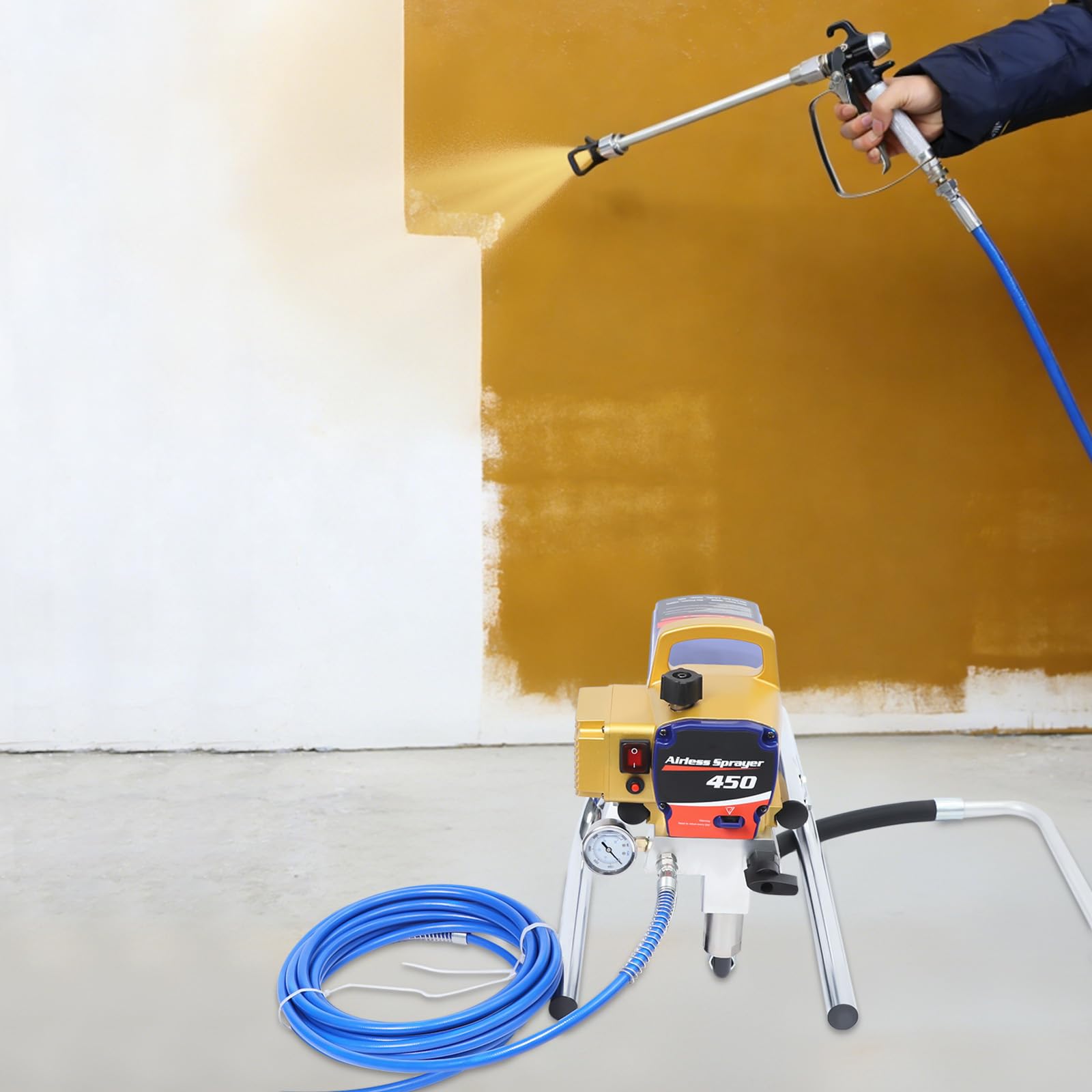 AQIFAND 1500W Airless Paint Sprayer with 8m Hose & Adjustable Pressure
