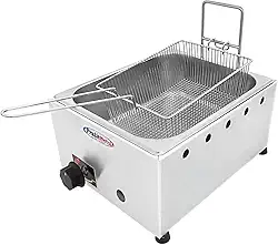 Fritadeira Industrial a Gás de 1 Cuba Inox 5 Litros com Regulador de Gás e Mangueira Incluídos
