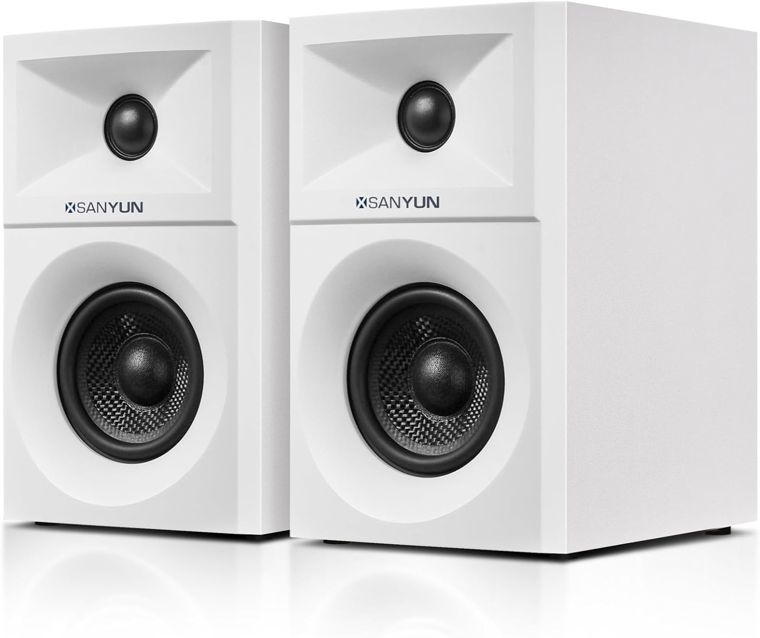 SW203 4.0 Computer Speakers – 60W 4-Way DSP Control 3D Immersive Sound – 3″ Carbon Fiber Woofer & 20mm Silk Dome Tweeter – 24bit DAC USB/Bluetooth 5.4/AUX – Studio-Grade Audio (Pair, White) SW203 4.0 Computer Speakers – 60W 4-Way DSP Control 3D Immersive Sound – 3″ Carbon Fiber Woofer & 20mm Silk Dome Tweeter – 24bit DAC USB/Bluetooth 5.4/AUX – Studio-Grade Audio (Pair, White)