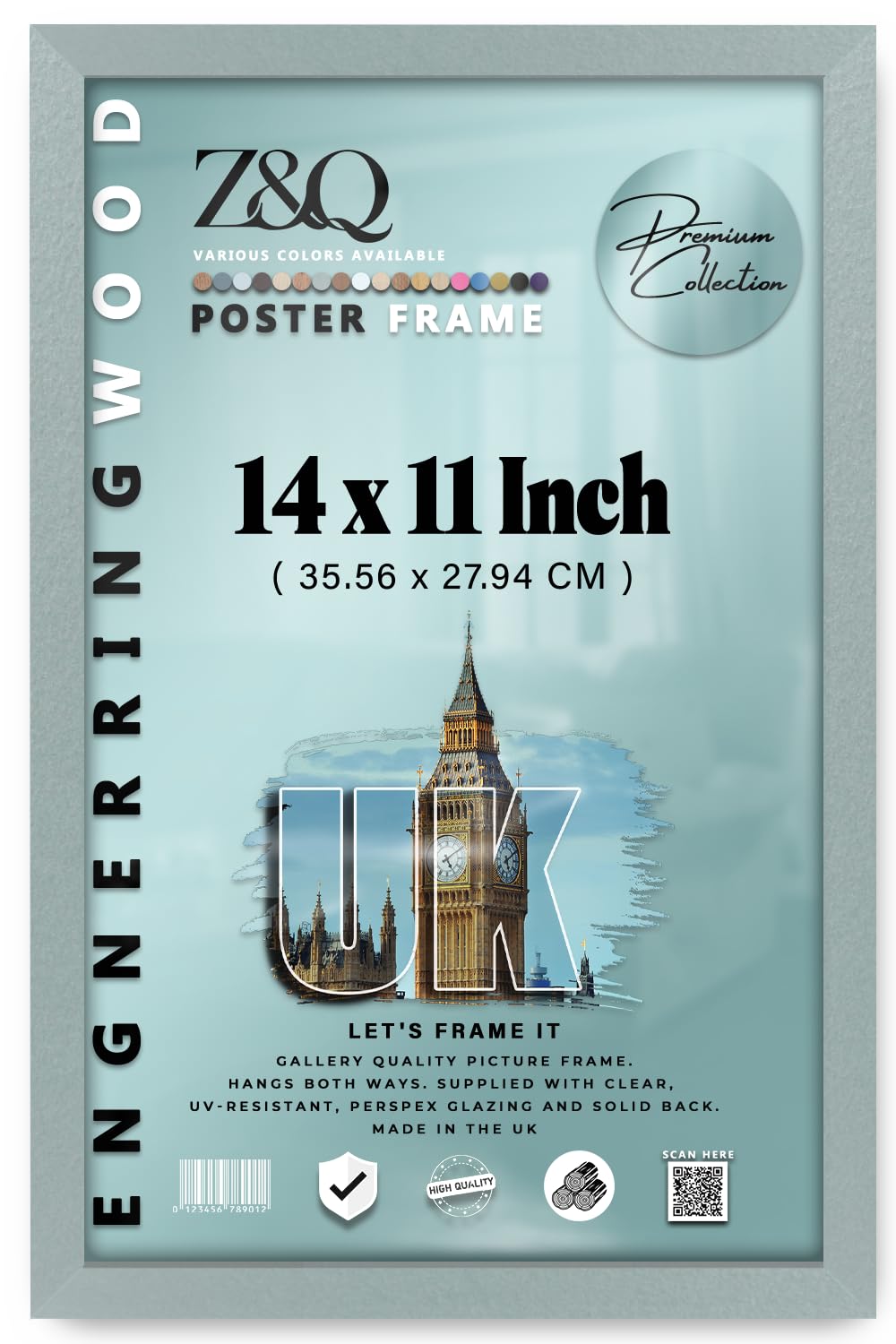 Z&Q Silver | Mdf Picture Frame (35.56 X 27.94 Cm) Gallery-Style Display, Modern Home Décor 14 Inch X 11 Inch Hanging Frame, 355.6 X 279.4 Mm [ ]