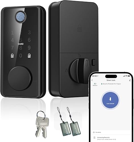 Cerradura de puerta inteligente de huellas dactilares con Bluetooth, cerradura de puerta de entrada sin llave para puerta delantera, control remoto