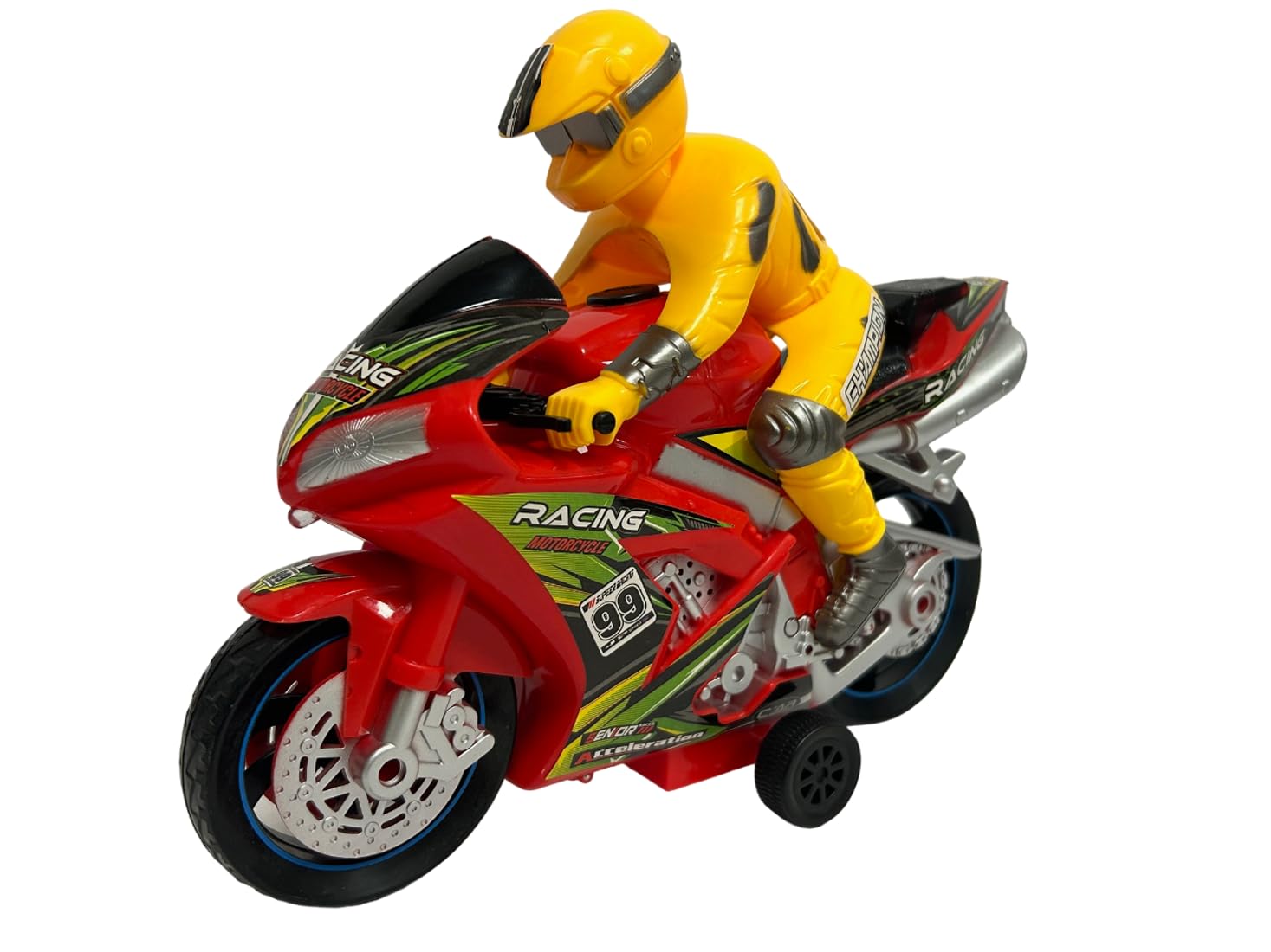 Generico Moto Giocattolo Luci e Suoni Reali Moto con Pilota Grande da Corsa a Frizione Super Racing Motorcycle Motocicletta Giocattolo da Strada Sportiva Giocattolo,colori assortiti (B) - 4