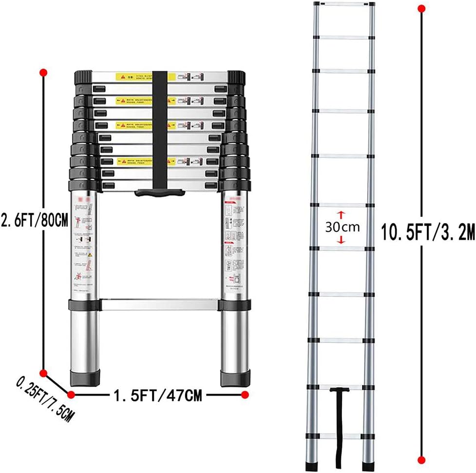 🛒 Flash Sale Telescoping Ladder 10.5FT/3.2M - ARCHOM Aluminum Multi Telescopic Extension Ladder Retraction Portable Lightweight Folding Ladder with EN131 Certified