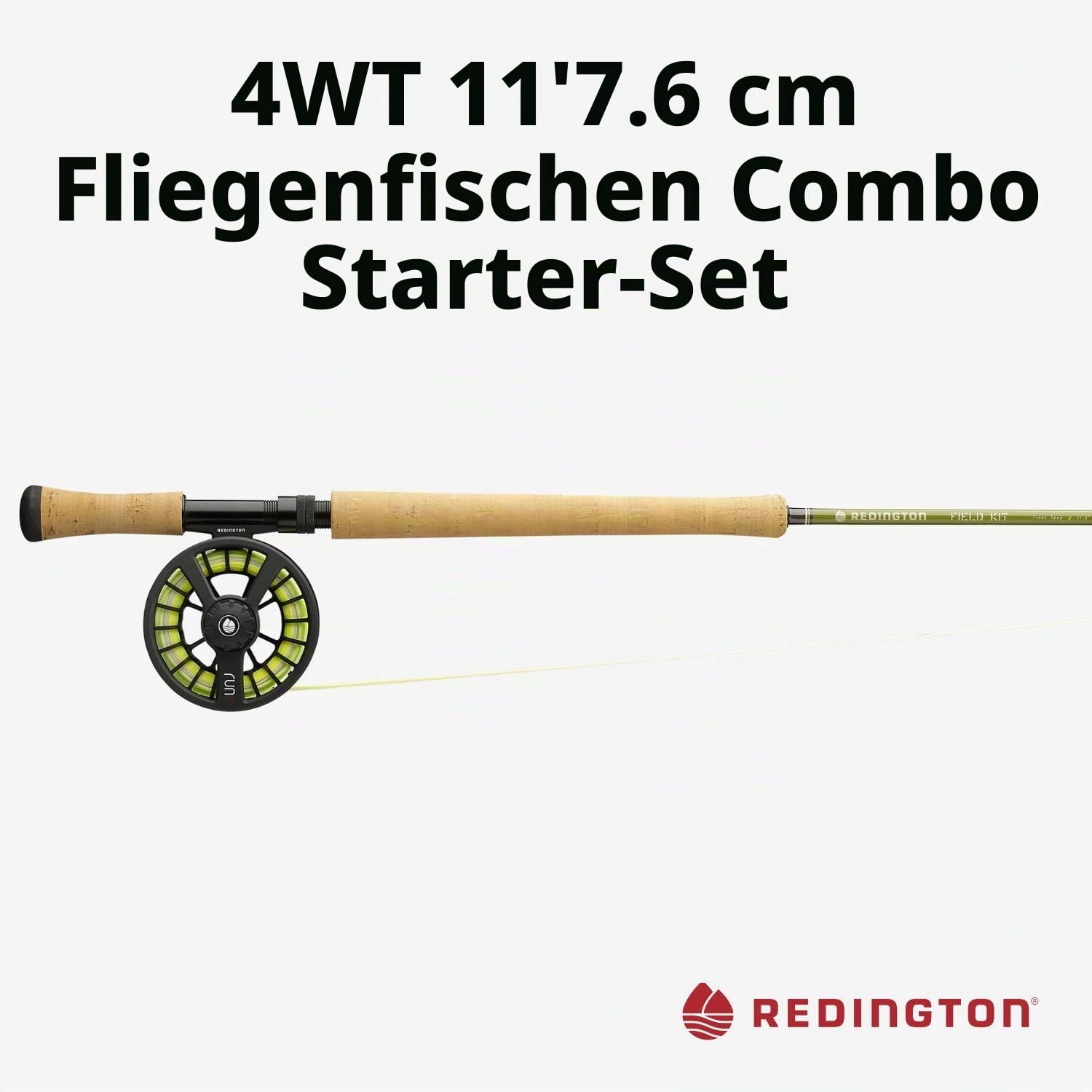 Redington Fliegenfischrute und Angelrolle, Kombi-Starter-Set, 4-teilig, mittelstarke Fliegenrute für Süßwasser, langlebige Aluminium-Druckguss-Fliegenrolle, Tragetasche, Fliegenschnur und Vorfach