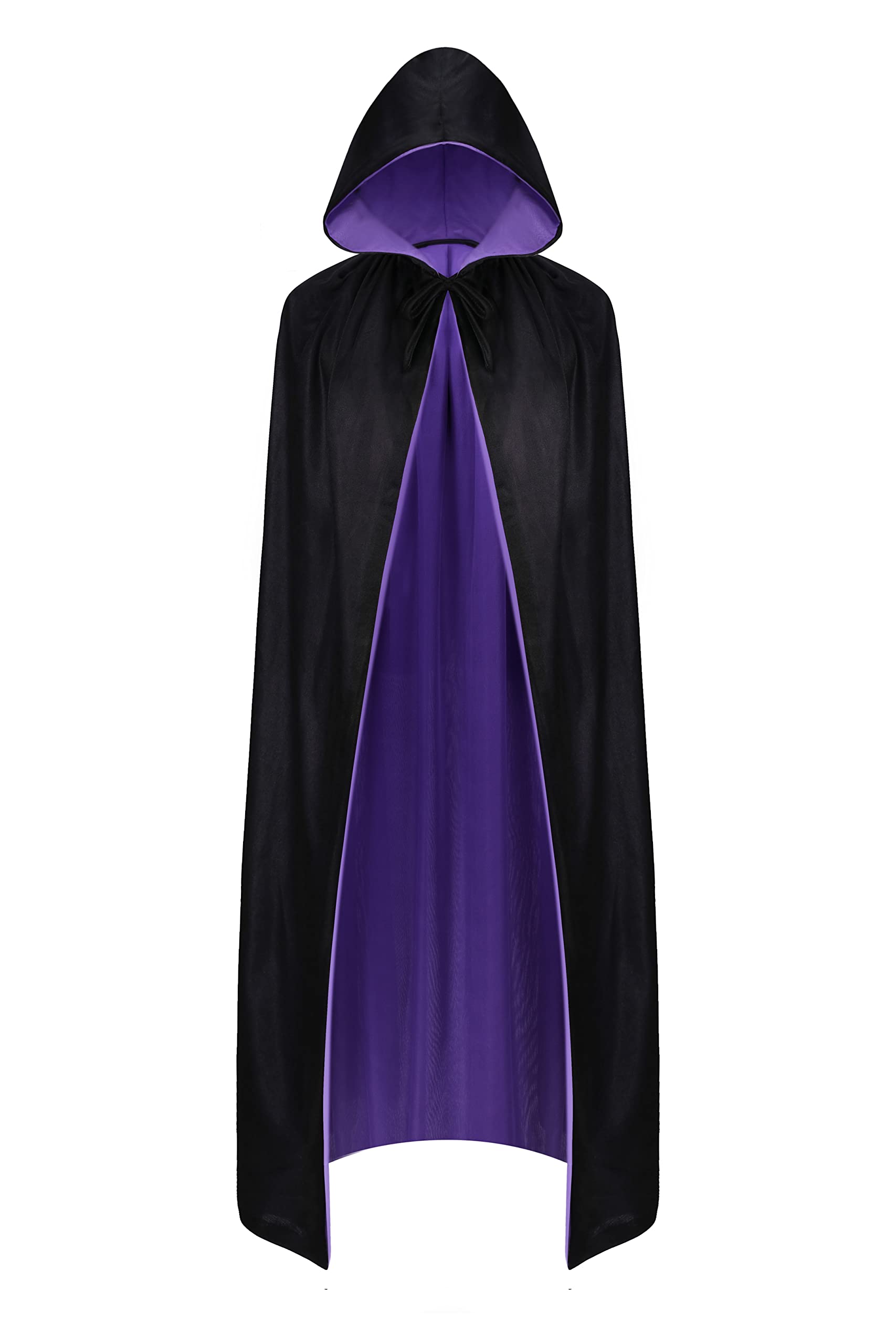 Regenboog 35inch(90cm) Kids Reversible Cape with Hood,Black and Purple Cape,Halloween Christmas Costume,Masquerade,Dress up,Wizard,Witch,Vampires Cloak