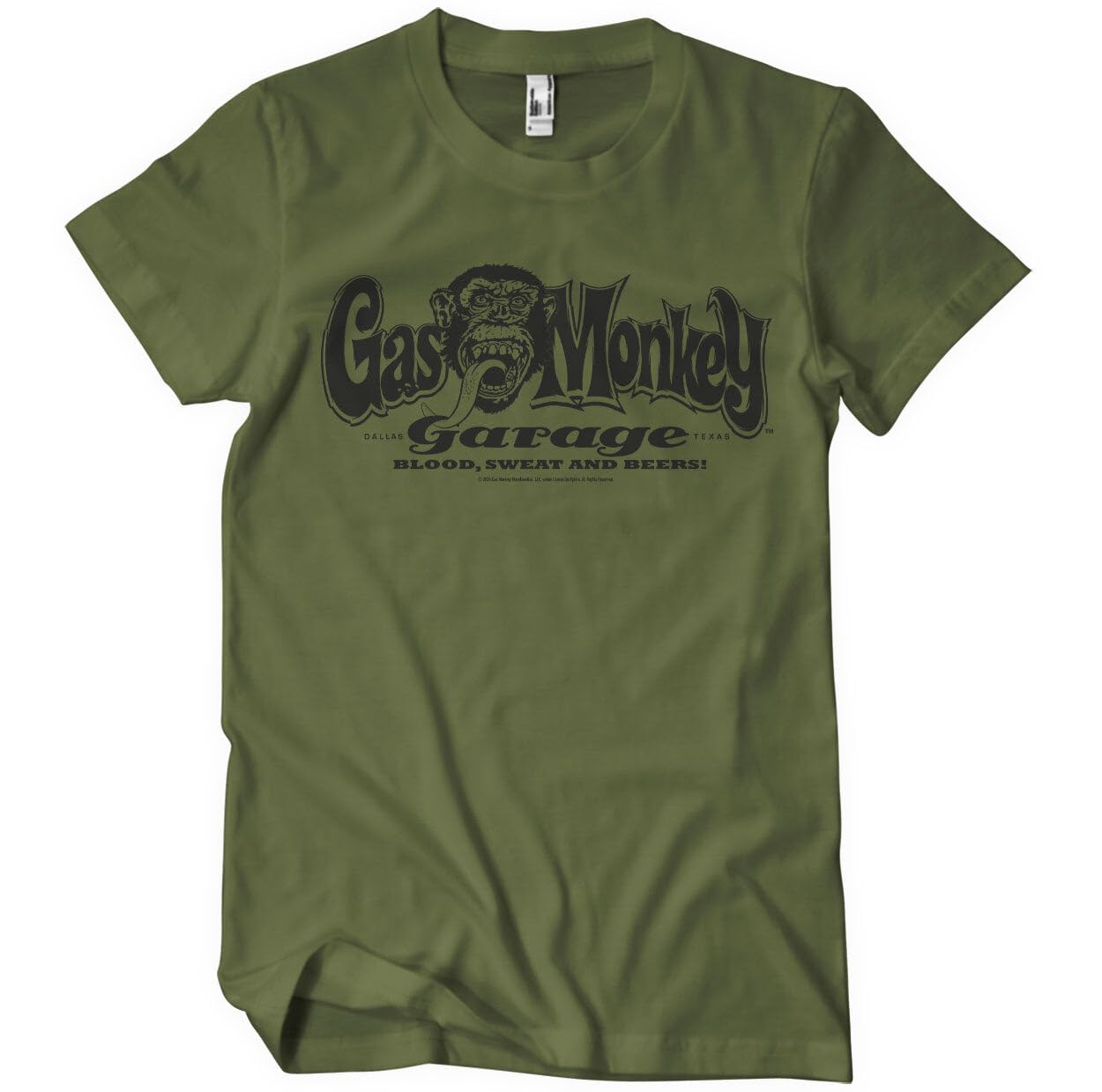 Gas Monkey Garage Men's Olive Officially Licensed Logo T-Shirt (Olive), Large