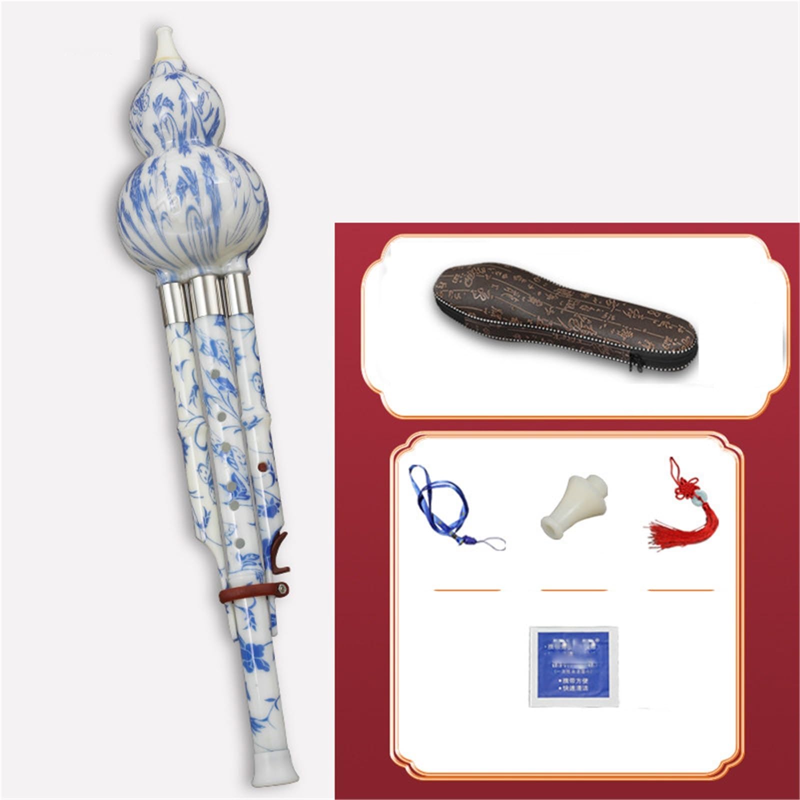 Flauta Hulusi De Grado Profesional Llave 7 Agujeros En C Diseño "porcelana Azul Y Blanca" Duradera Amigable Para Principiantes Hulusi