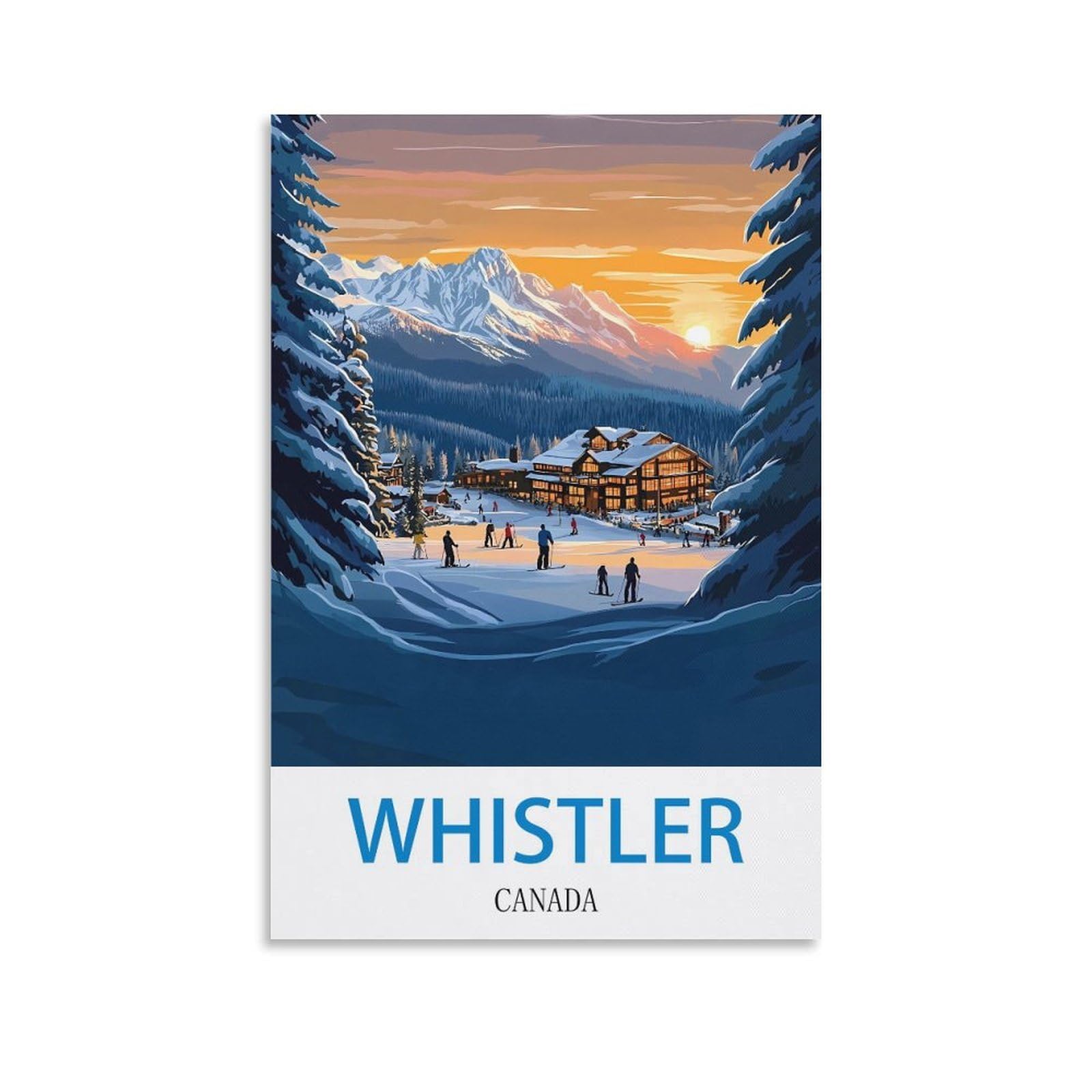 Ynieiluu Unframe-Style Whistler Canada Vintage Travel Poster 08X12inch(20X30cm) Canvas Art Painting Pictures Wall Art Prints