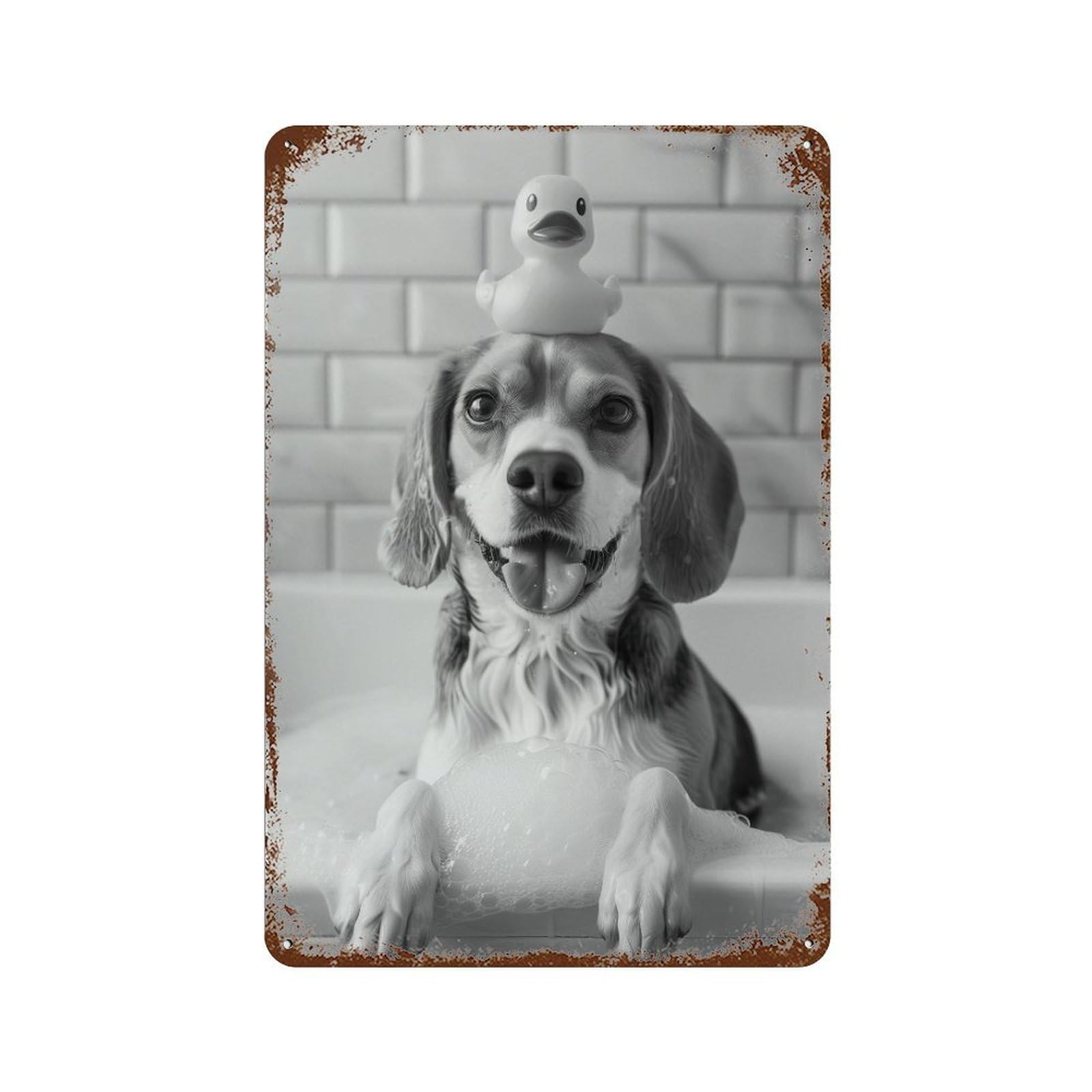 xiaoxiaoshen Beagle Bath Wall Art Wall Decor Art Metal Tin Poster Modern Home Decor Art Home Bar Shop Decorations Vintage Sign 30x20cm