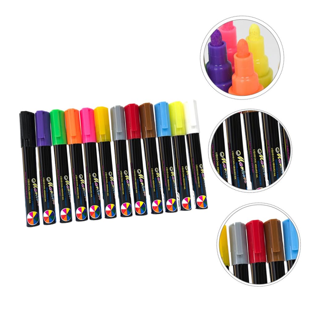 OSALADI 12 Stück Erasable Chalk Markers Flüssige Kreidemarker für Tafel Wiederverwendbare Marker für Kreative Projekte Ergonomisches Design und Staubfrei